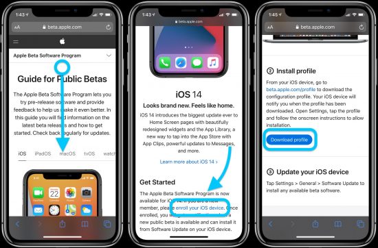 iOS Versi beta